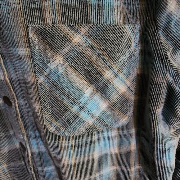 Soho Threads Hooded Jacket Blue Gray Plaid Corduroy Sherpa Lined Womens Size M - Picture 3 of 9